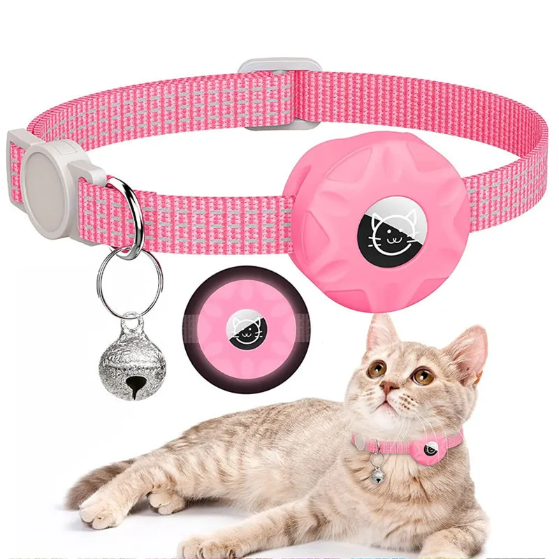 Airtag Cat Collar Positioning Tracker Silicone Sleeve Three Wire Reflective Bag Bell Dog Pet - imagen 3