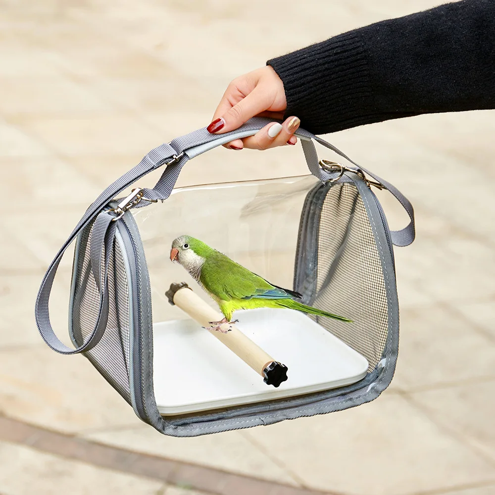Mochila transportadora de pájaros portátil ventilada, jaula de viaje ligera para mascotas, para loros, cacatúas, animales pequeños, bolsa de transporte al aire libre - imagen 4