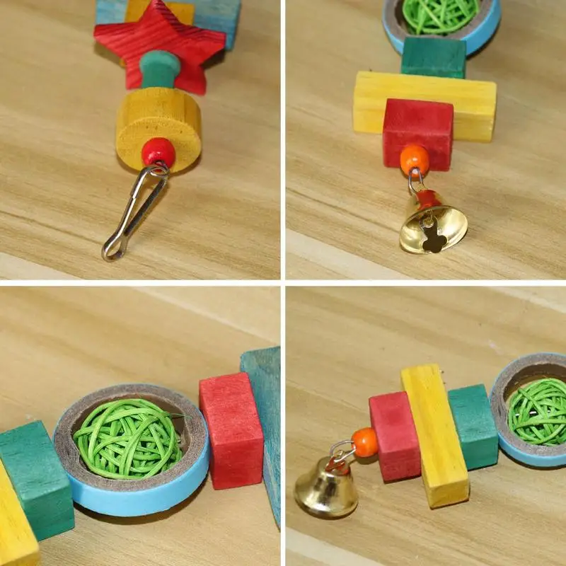 Juguetes de madera para periquitos, jaula para pájaros pequeños, juguetes para masticar coloridos para aliviar el estrés, juguetes para pájaros pequeños para loros - imagen 2