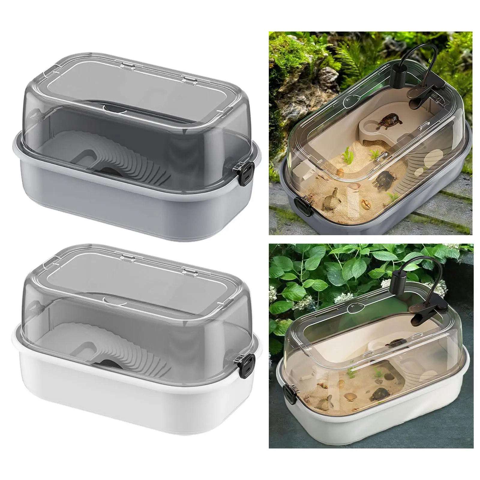 Acuario de tortuga con plataforma y área de natación, jaula de tortuga, tanque de cría de rana, cangrejo de Río, ermitaño - imagen 3