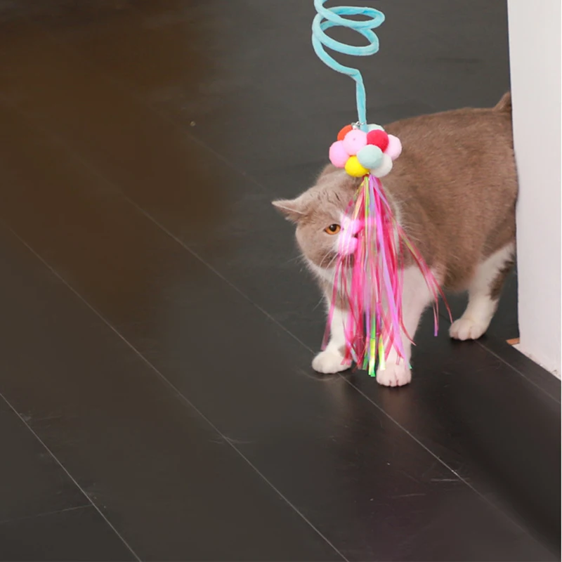 Columpio de elasticidad para gato, juguete interactivo colgante, telescópico, divertido palo de gato, campana, hierba gatera, rompecabezas, juguete para mascotas, suministros para mascotas - imagen 5