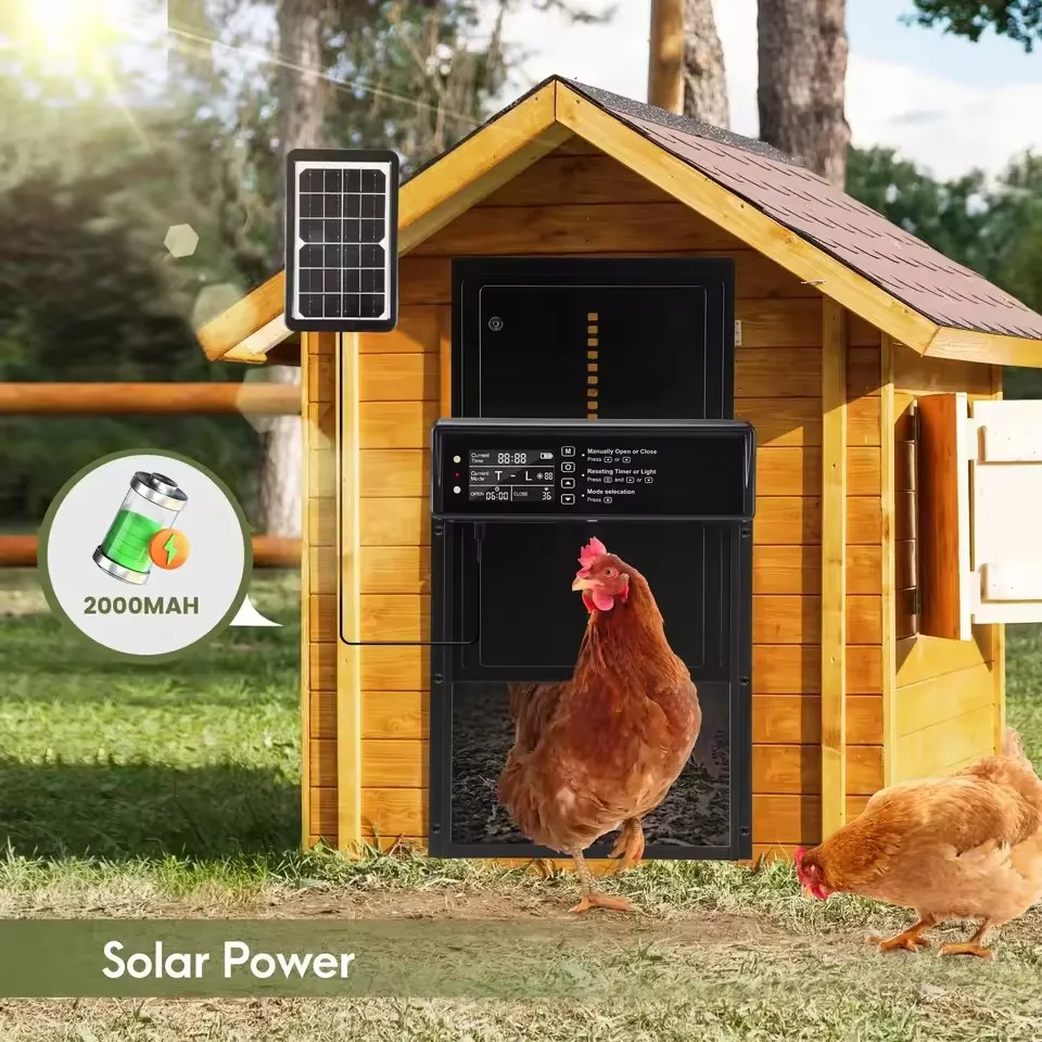 Puerta automática solar para gallinero con LCD y temporizador - imagen 2