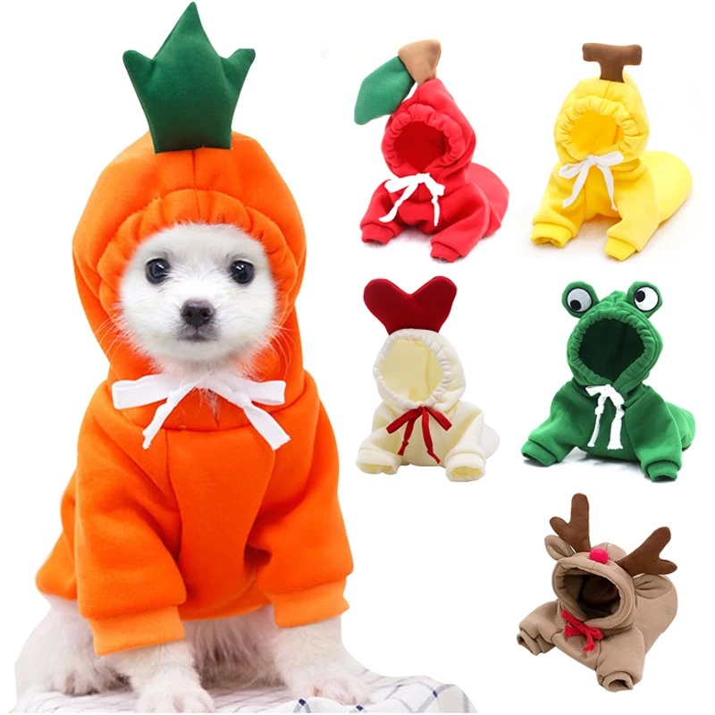 Ropa bonita de fruta para perros pequeños, sudaderas con capucha, ropa cálida de lana para mascotas, disfraz para cachorros y gatos, abrigo para cachorros, perros pequeños y medianos y gatos