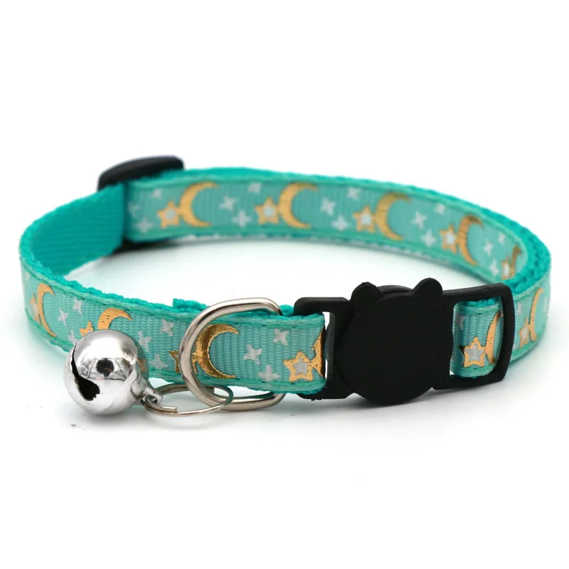 Collar para perro y gato con estampado en caliente, Luna, estrella, hebilla para gato, hebilla de seguridad reflectante desmontable dorada, Collar para mascota, accesorios para gatitos - imagen 4