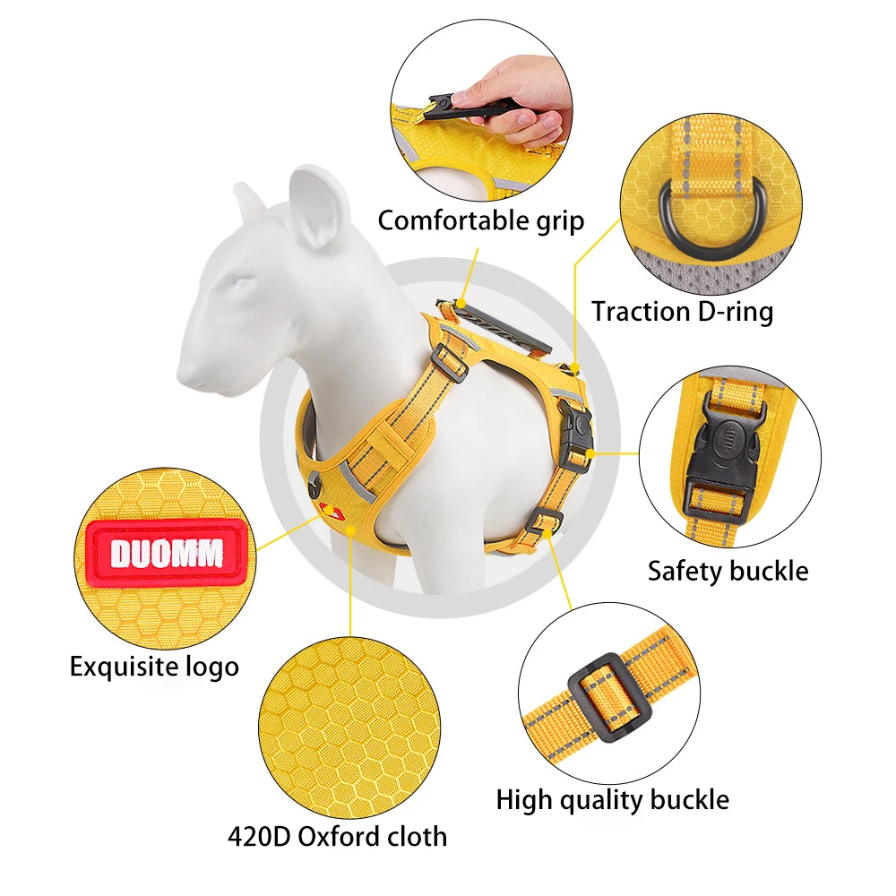 Cuerda de tracción reflectante para mascotas, correa de pecho ajustable para entrenamiento al aire libre, arnés para perros grandes, suministros para perros - imagen 3