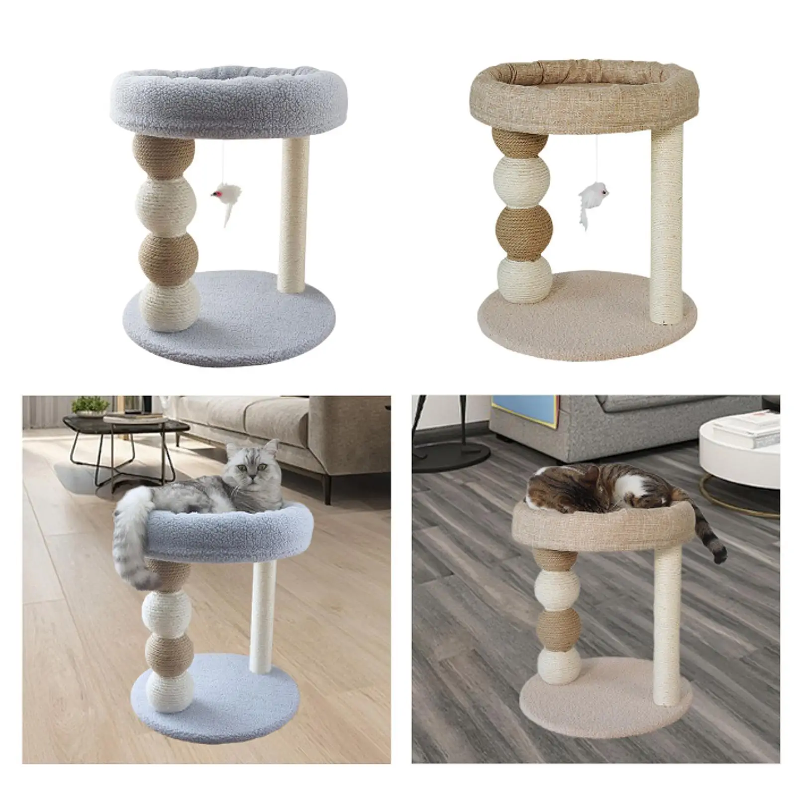 Cat Scratch Post for Indoor Cats,Small Cat Tree with Hang Ball,Interactive Toy,Cat Sisal Scratcher Tree Kitten Scratch