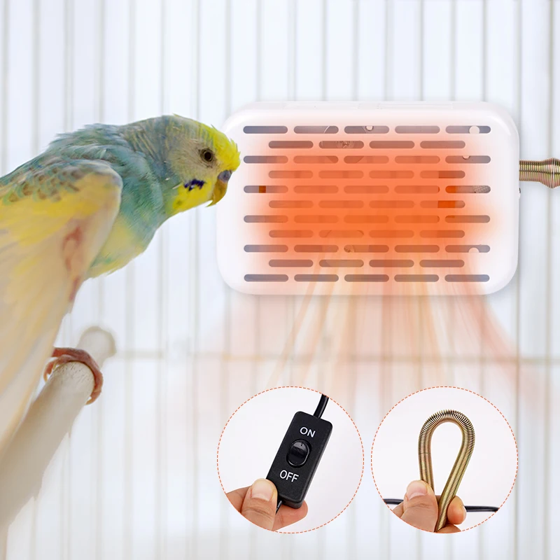 Calentador de jaula para pájaros, iluminación ambiental Natural simulada, lámpara de calor cálida, luz calentadora antimordeduras para loros y loros, 1 Uds. - imagen 2