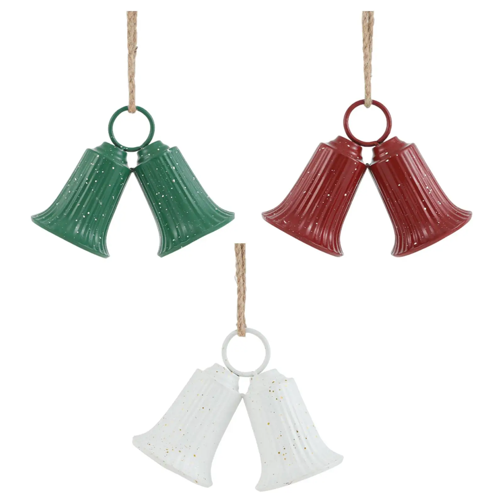 Christmas Tree Bell Hanging Decoration Iron Bells Ornament Jute Rope Decoration