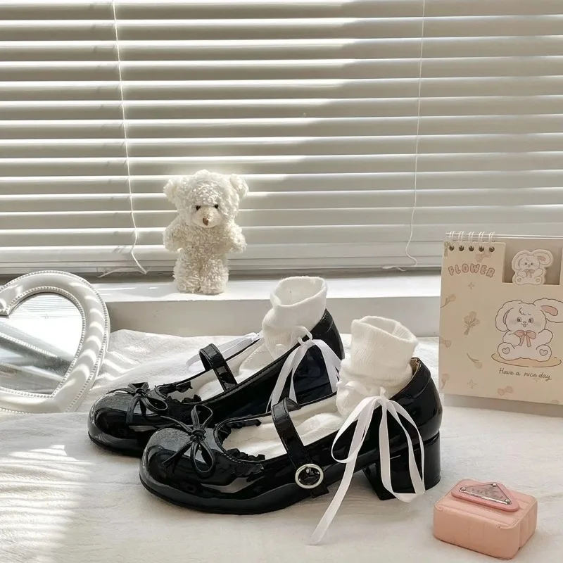 ฤดูร้อนไอศกรีมสี Series Lolita ผู้หญิงกลางลูกวัว Mary Jane รองเท้าเดี่ยวรอบหัวส้นแบนสไตล์หวานรองเท้า - imagen 4