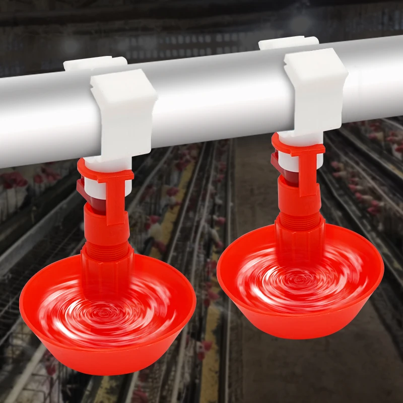 50 Uds. Tazas colgantes automáticas para agua de pollo, bebedero para pezones, gallinero, bebedero rojo para pollo, taza colgante, herramientas para bebedero de granja avícola - imagen 5