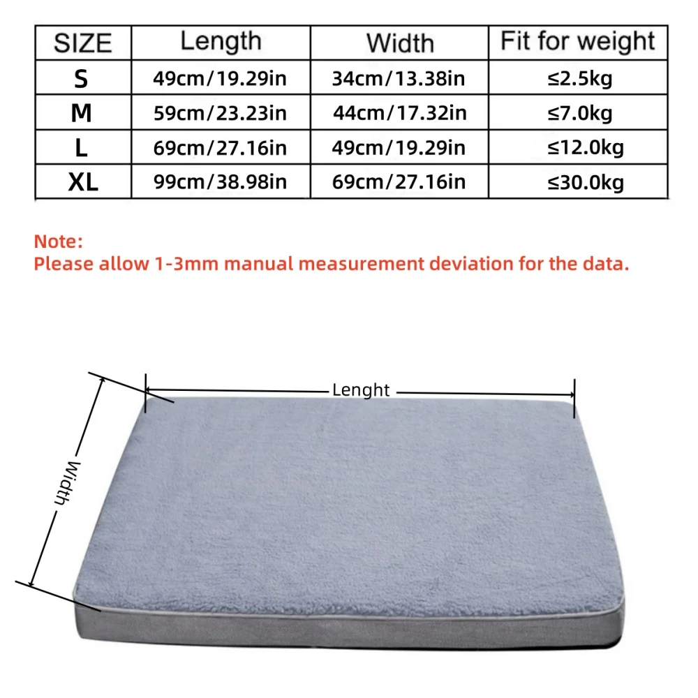 Estera de cama para perros con cremallera, colchón extraíble para mascotas, estera para dormir para perros, colchón lavable para perros, cojín para mascotas, adecuado para el invierno - imagen 5