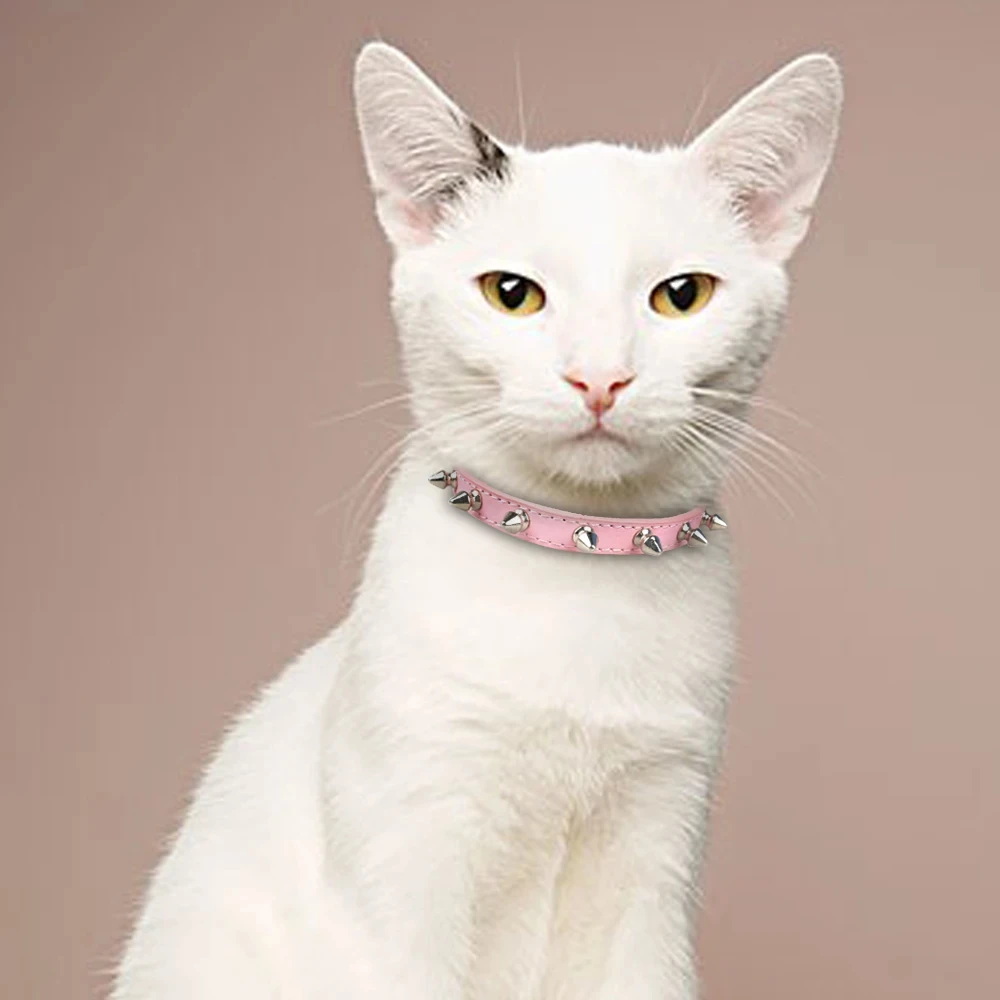 Collar de cuero para perro y gato, Collar con tachuelas y pinchos para cachorros y mascotas, correa para el cuello para perros pequeños, medianos y grandes, accesorios para productos para mascotas - imagen 5