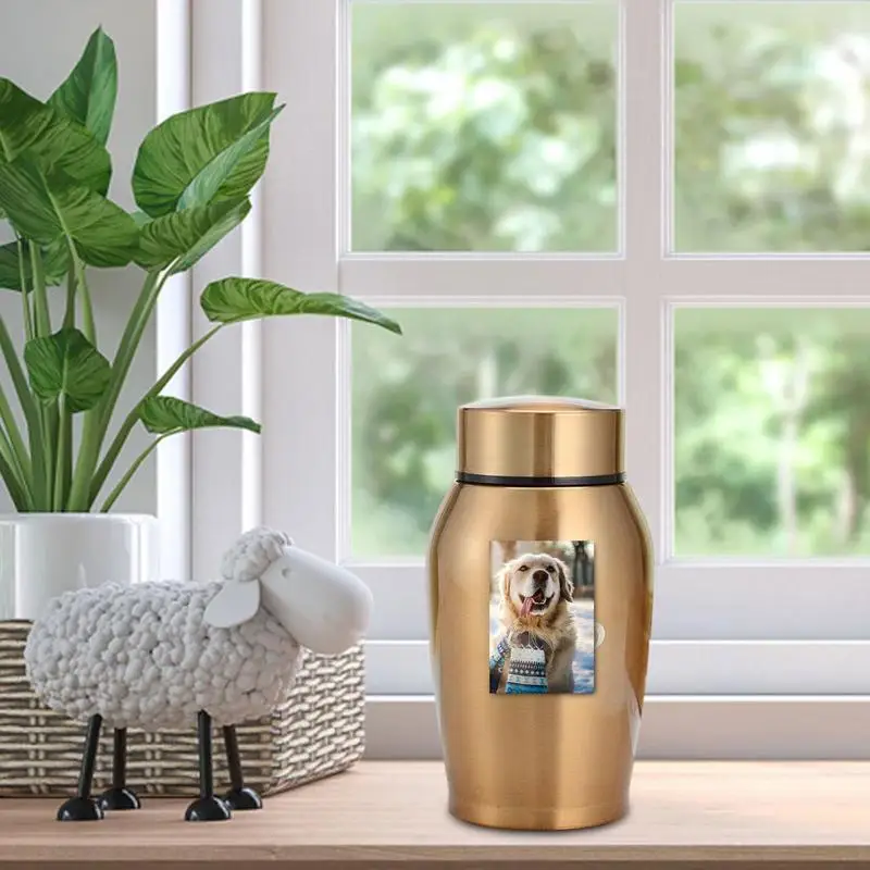 Urna de cremación de acero inoxidable para mascotas, soporte para cenizas conmemorativas para perros, gatos y perros, suministros funerarios - imagen 3