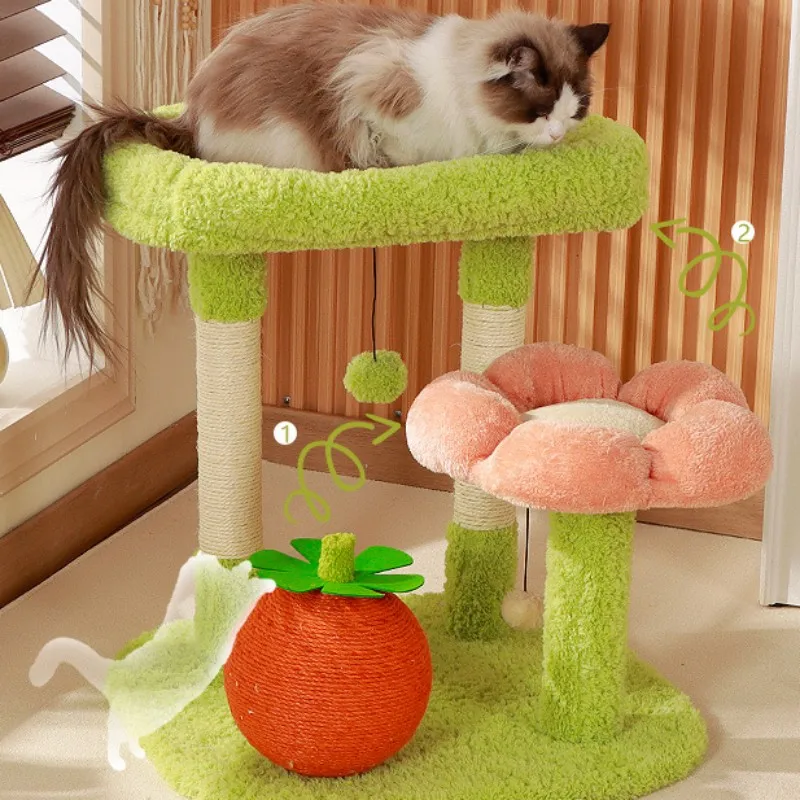 Marco de escalada para gatos, torre para saltar, rascador para gatos con flores, tablero rascador para gatos resistente a los arañazos, Protector de sofá, muebles para mascotas - imagen 2