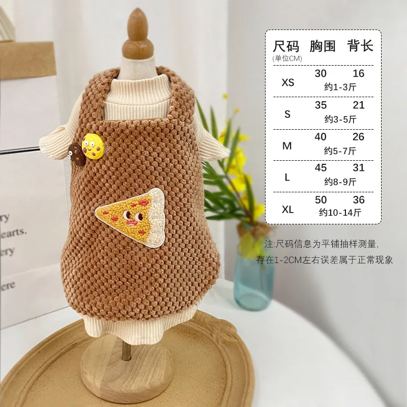 Falda con tirantes de felpa para mascotas, ropa para mascotas de otoño/invierno, ropa gruesa para mascotas, abrigo bordado bonito, ropa para cachorros para perros pequeños - imagen 3