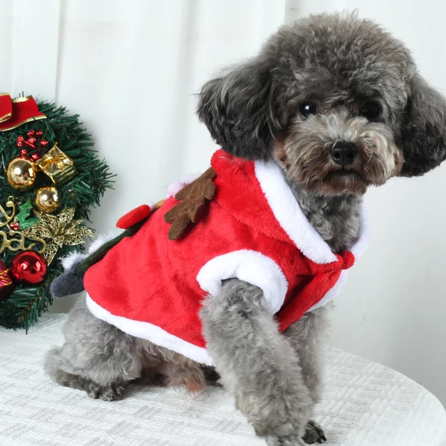 Sudadera con capucha de franela para mascotas para otoño e invierno, adecuada para trajes navideños y ropa cálida diaria - imagen 5