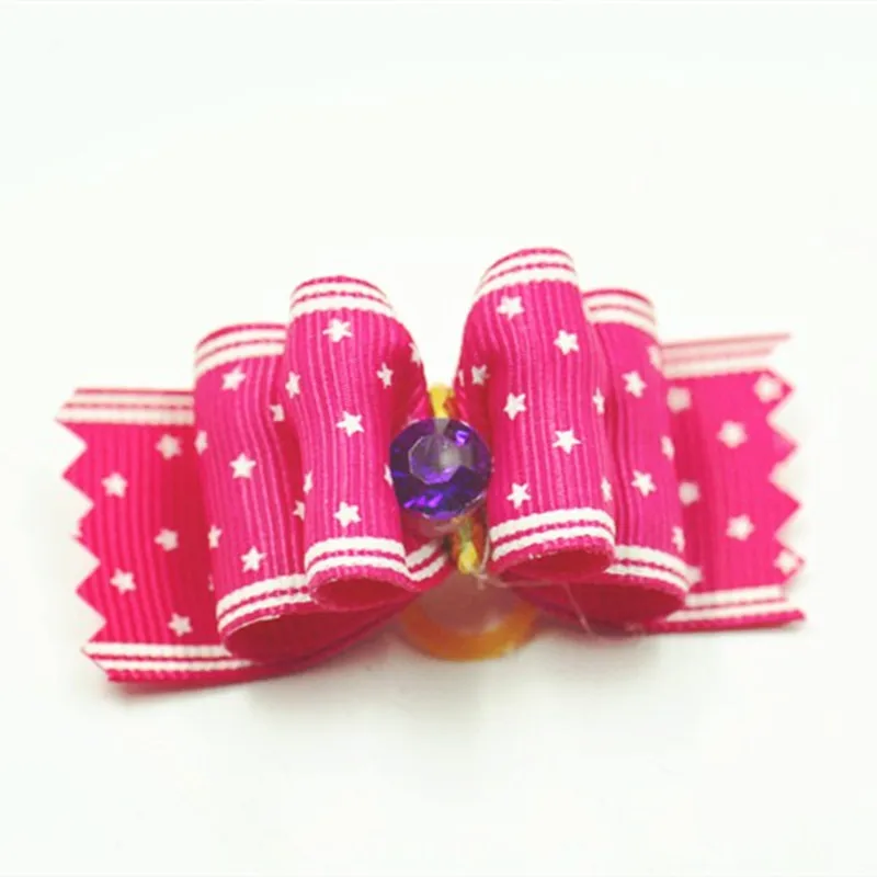 20/50/100 Uds. Accesorios para el cabello con lazos para perros, tocado con lazo de diamante, lazos coloridos para el cuidado de cachorros con bandas de goma, sombreros para gatos - imagen 2