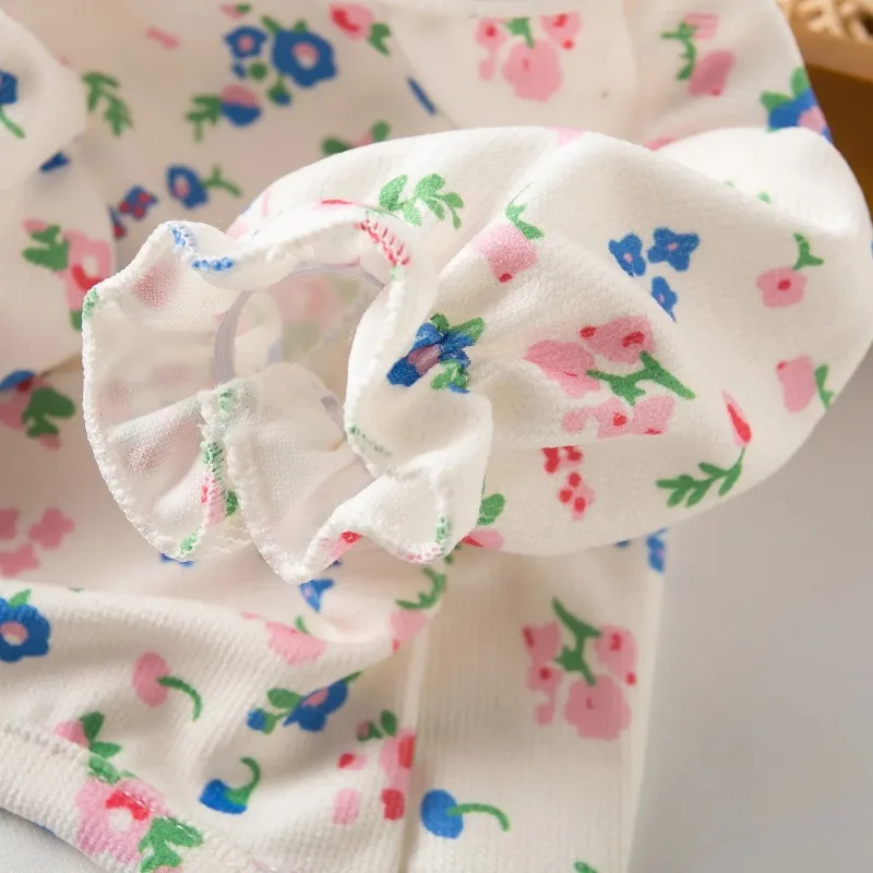 Ropa Floral de encaje para mascotas, camisa Base con manga de burbuja para mascotas, osito de peluche para perros pequeños, Sudadera con capucha para gatos, ropa para perros pequeños - imagen 3