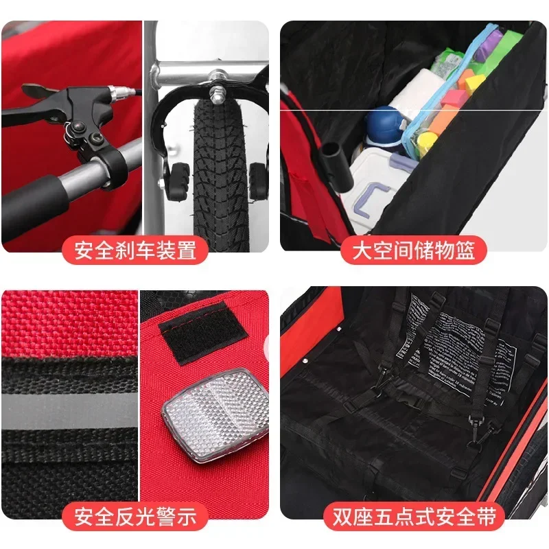 Remolque trasero para bicicleta desmontable perros y senderismo - imagen 3