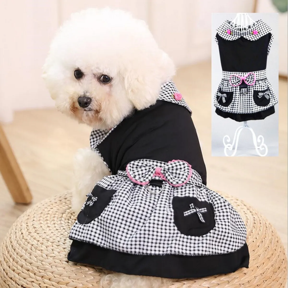 Ropa de verano para cachorros, vestido para perros pequeños y gatos, ropa de boda para fiesta de perros a la moda, vestidos de princesa para cachorros negros, talla XS -XL