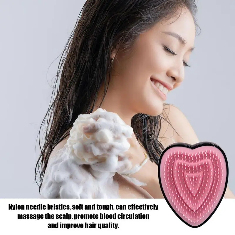Cepillos para el cabello para mujer, cepillo para desenredar con forma de corazón suave y cómodo, resistente al agua, enredos, cepillo para el cabello de masaje con forma de corazón para húmedo - imagen 3