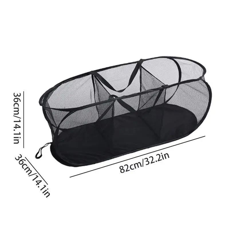 Cesta de malla para la colada, cesto clasificador de ropa sucia con 3 compartimentos, diseño plegable, con asa - imagen 5