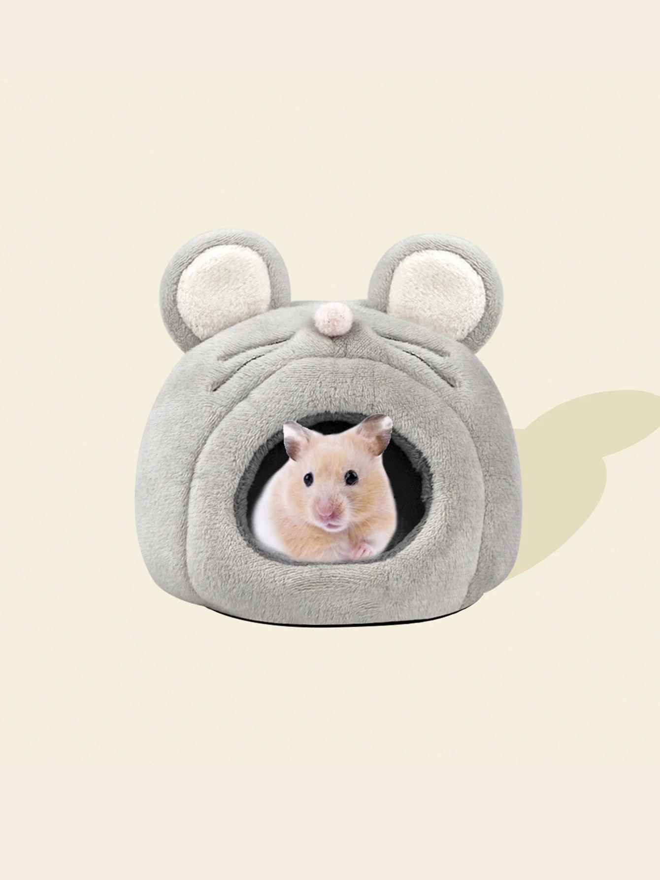 Linda casa de cama para hámster en forma de ratón, nido oculto de erizo, accesorios de jaula cálida de invierno para mascotas pequeñas
