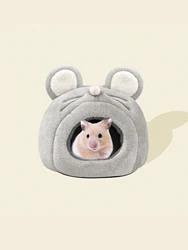 Linda casa de cama para hámster en forma de ratón, nido oculto de erizo, accesorios de jaula cálida de invierno para mascotas pequeñas