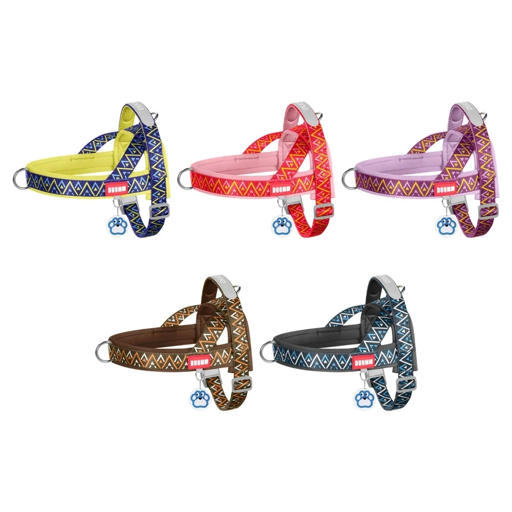Nuevo Conjunto de correa y arnés para perro, chaleco reflectante ajustable con estampado geométrico para perros pequeños y medianos, comodidad para caminar - imagen 3