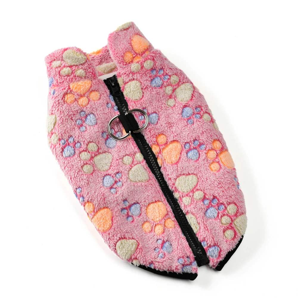 Ropa para perros, chaqueta cálida de invierno, suéter para perros pequeños y medianos, bonito chaleco con estampado de pata para cachorros, abrigo con anillo en D, trajes de Yorkie Pug - imagen 5