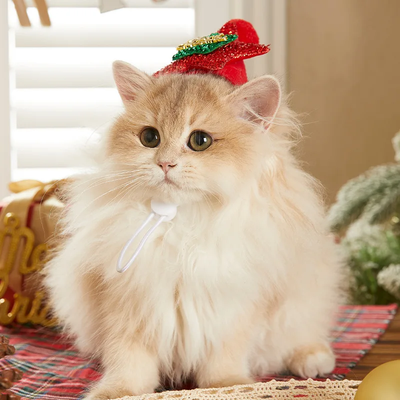 Accesorios festivos para mascotas Sombrero y bufanda de Navidad - Decoraciones de pajarita de felpa para gatos, perros, cachorros, gatitos, fiesta de Navidad - imagen 2