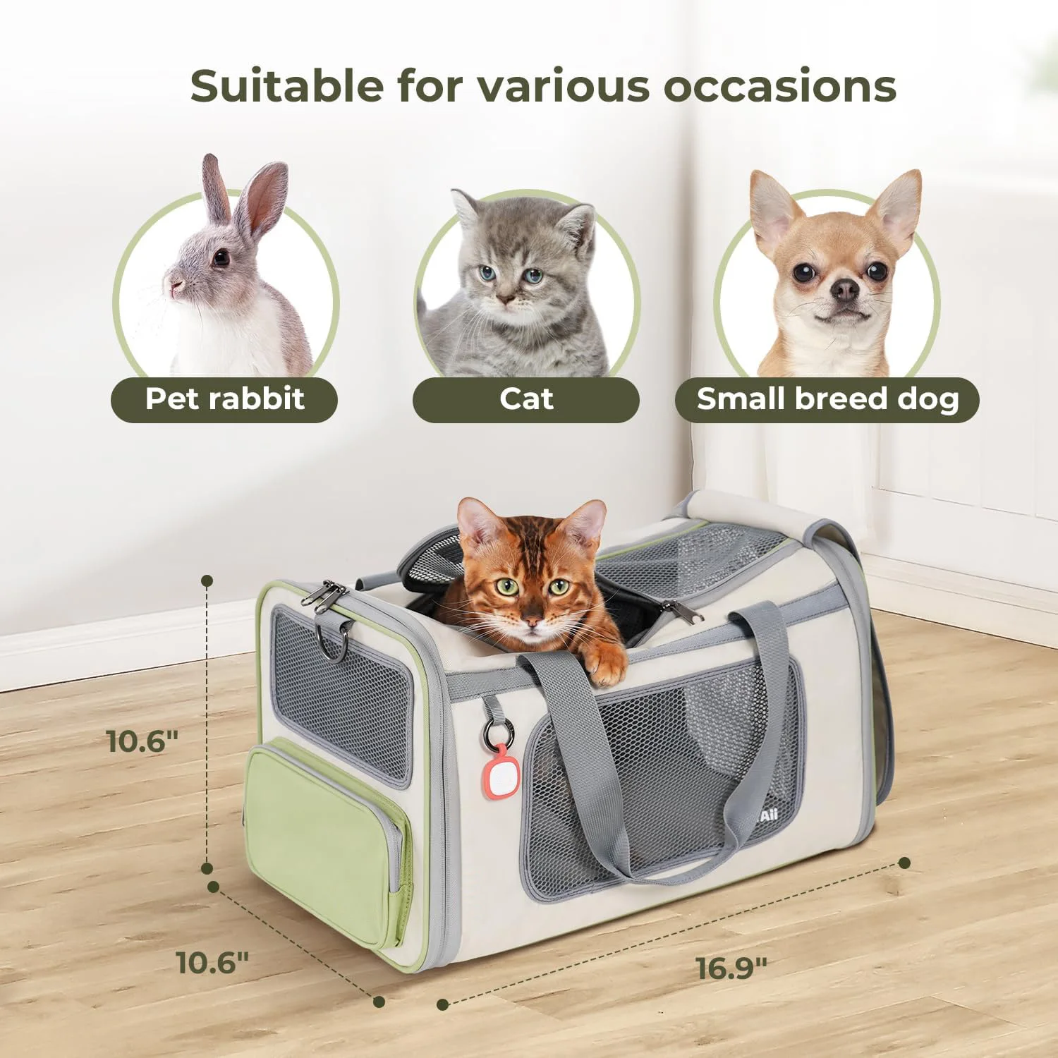 Bolsa transporte expandible gatos y perros – transpirable apta avión - imagen 4