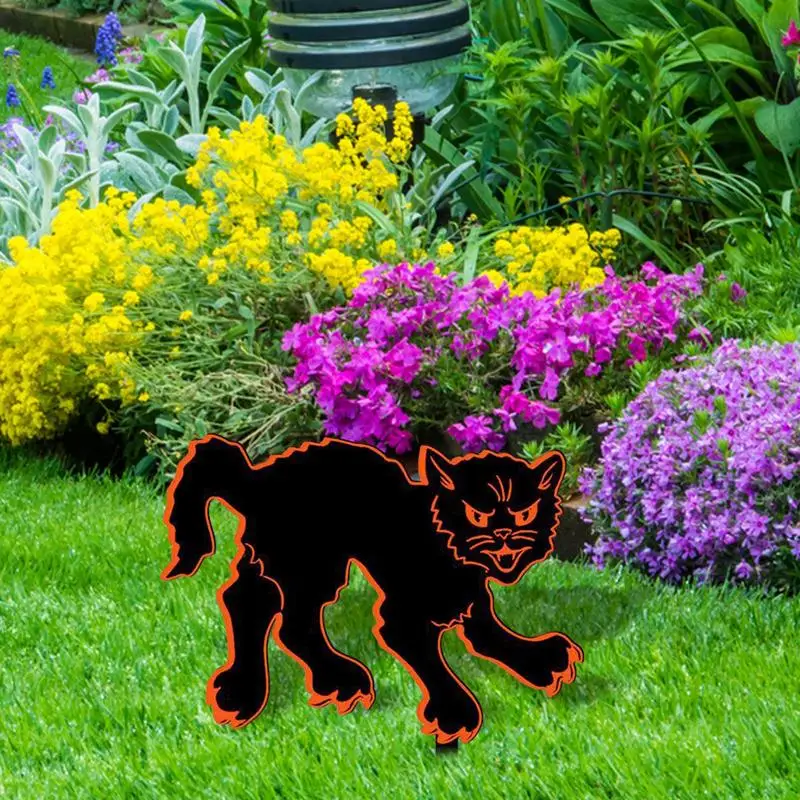 Estaca decorativa para patio de gato negro, Estaca de acrílico impermeable para decoración de jardín al aire libre - imagen 3