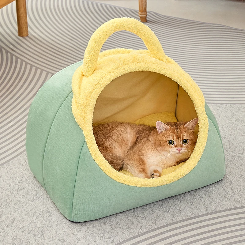 Lindas camas para gatos de interior, cama grande de cueva para gatos con almohada acolchada lavable extraíble, acogedora tienda para gatitos con fondo antideslizante - imagen 4