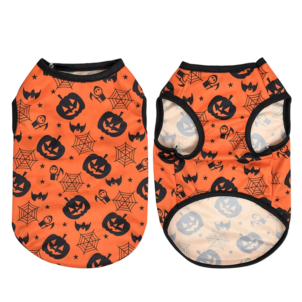 Camiseta transpirable de verano para perros pequeños y medianos, ropa suave con estampado de Halloween para mascotas, chaleco Schnauzer Yorkshire Pug - imagen 4
