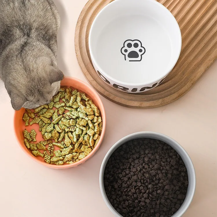 Cuenco de cerámica para gatos a prueba de salpicaduras y punta, plato elevado antiderrames para alimentos y agua, gran capacidad, 800ml, 1400ml, Base estable - imagen 4