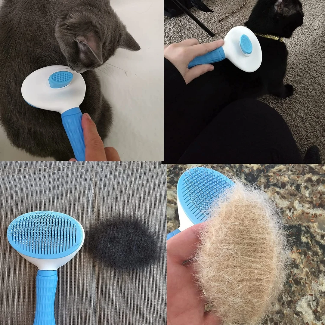 Removedor de pelo de mascotas, cepillo de pelo de autolimpieza, peine de gato de acero inoxidable, cepillo rebanador para quitar pelos de perro, peine para mascotas - imagen 5