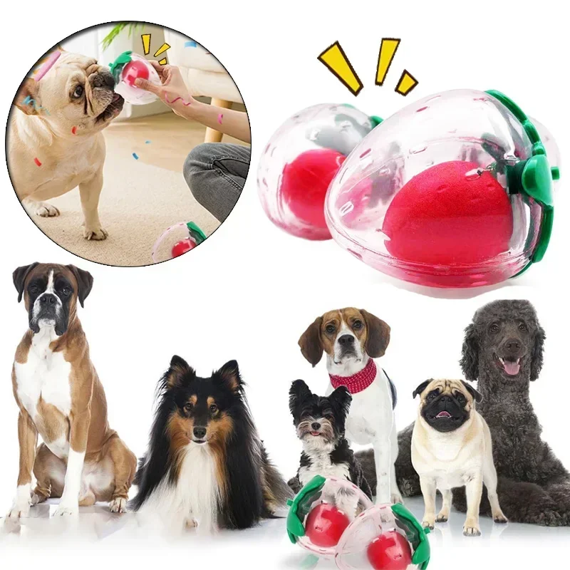 Juguete para masticar para perros, juguete para masticar para mascotas, resistente a mordeduras, juguete con sonido para cachorros, juguete interactivo chirriante de fresa, bonito perro duradero - imagen 2