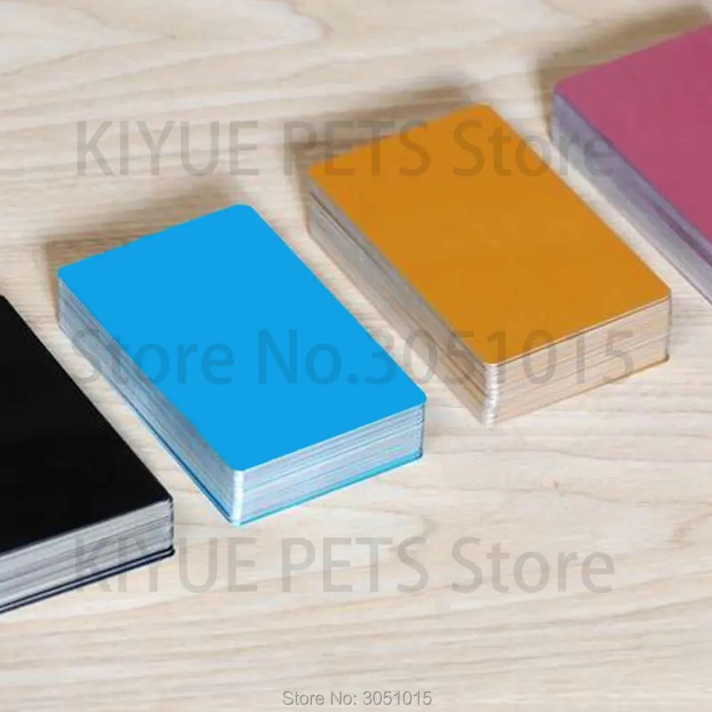 Venta al por mayor, 100 Uds., tarjetas de visita de aluminio personalizadas para clientes, grabado láser, etiqueta de identificación de perro para tarjetas de regalo DIY para mascotas, 10 colores - imagen 3