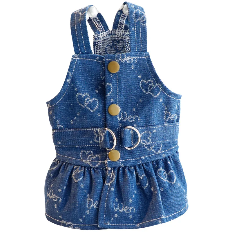 Falda con correa para perro, ropa para primavera y verano, falda vaquera fina para gato para remolque de perros pequeños, ropa para perros pequeños - imagen 5