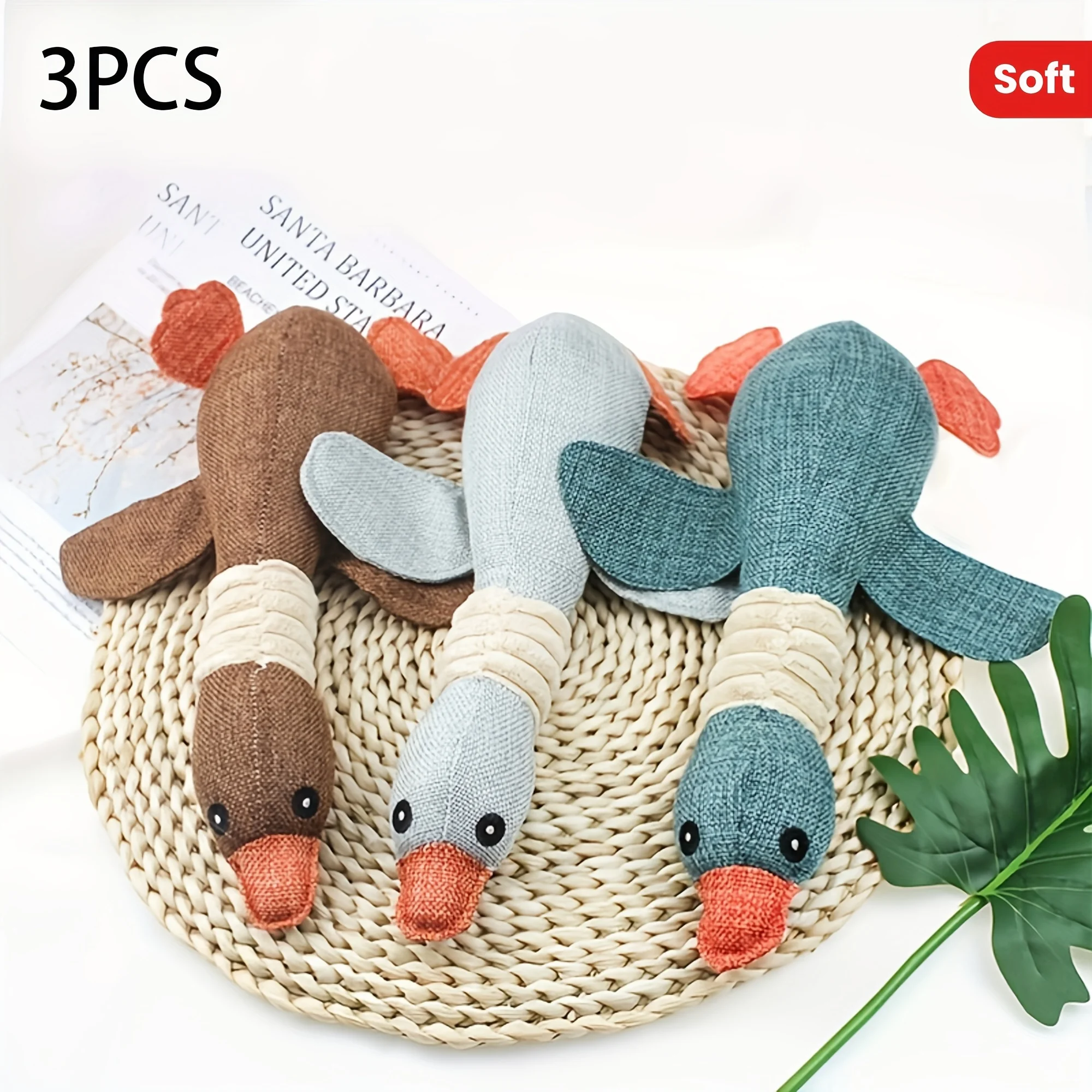 Lindos juguetes de peluche de 3 piezas: diversión suave y chirriante para perros y gatos: juguetes perfectos para masticar mascotas - imagen 5