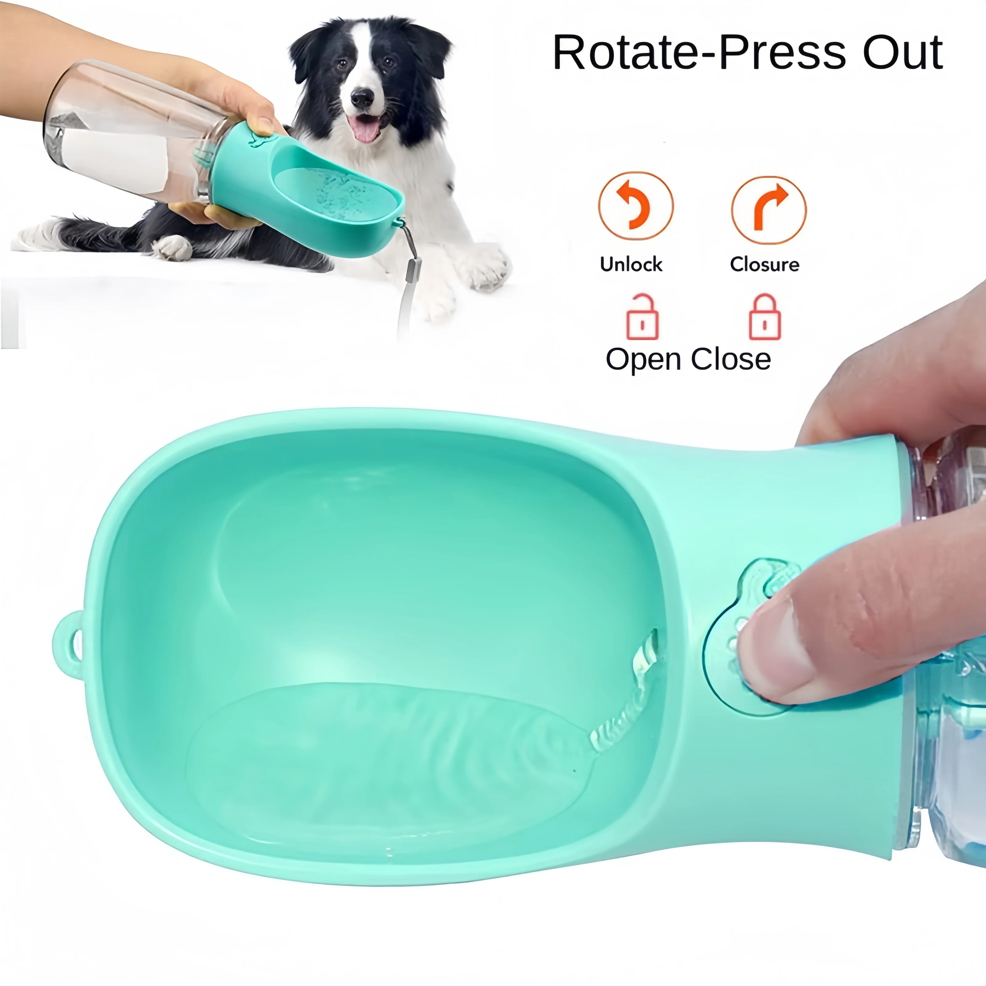 Botella de agua portátil para mascotas, Material de grado alimenticio, taza de viaje para perros y gatos, dispensador de alimentos, botella de agua para cachorros - imagen 2