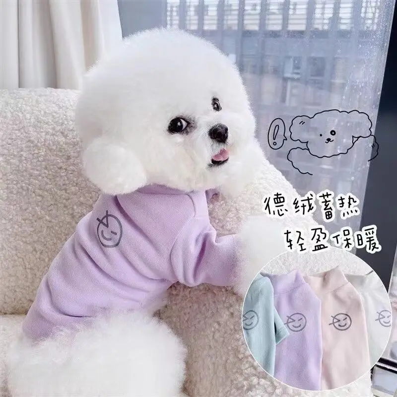 Sudaderas con capucha de lana para mascotas, ropa para perros de cuello alto, ropa cálida para cachorros de otoño e invierno, camiseta interior para perros de peluche, camisas para gatos Chihuahua - imagen 4