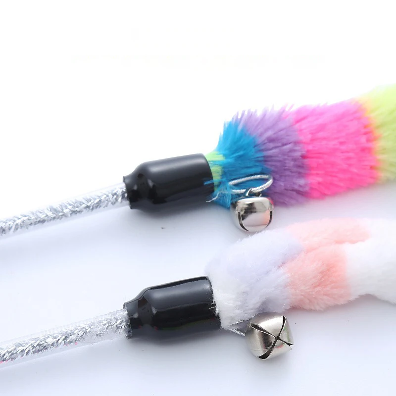 Juguetes interactivos para gatos, varita de rompecabezas divertida de oruga para gatos, juguetes de tira de felpa coloridos para aliviar el aburrimiento, moler los dientes, accesorio para gatos - imagen 3