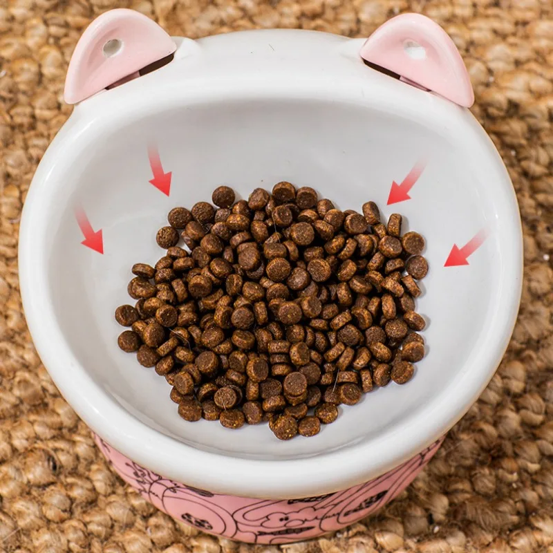 Cuencos de cerámica para gatos, cuenco protector de columna Cervical para comida de mascotas, alimentador para cachorros y gatitos, contenedor de agua, vajilla para perros, platos antitumbles - imagen 5