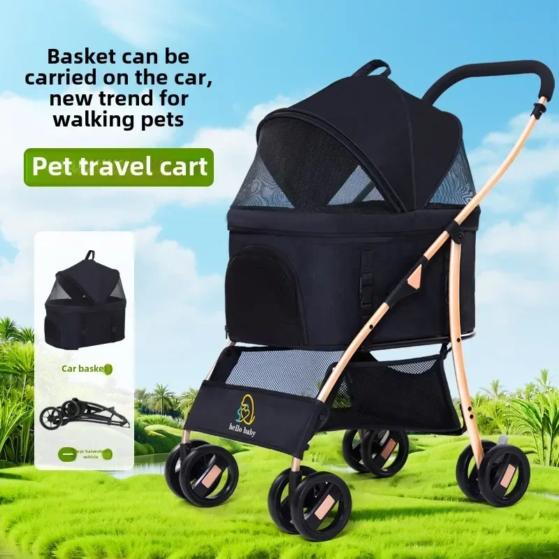 Carro transpirable para perros medianos y pequeños, carrito para perros de acero al carbono, carrito para mascotas para gatos mayores y débiles, cochecitos para gatos, productos para mascotas - imagen 2
