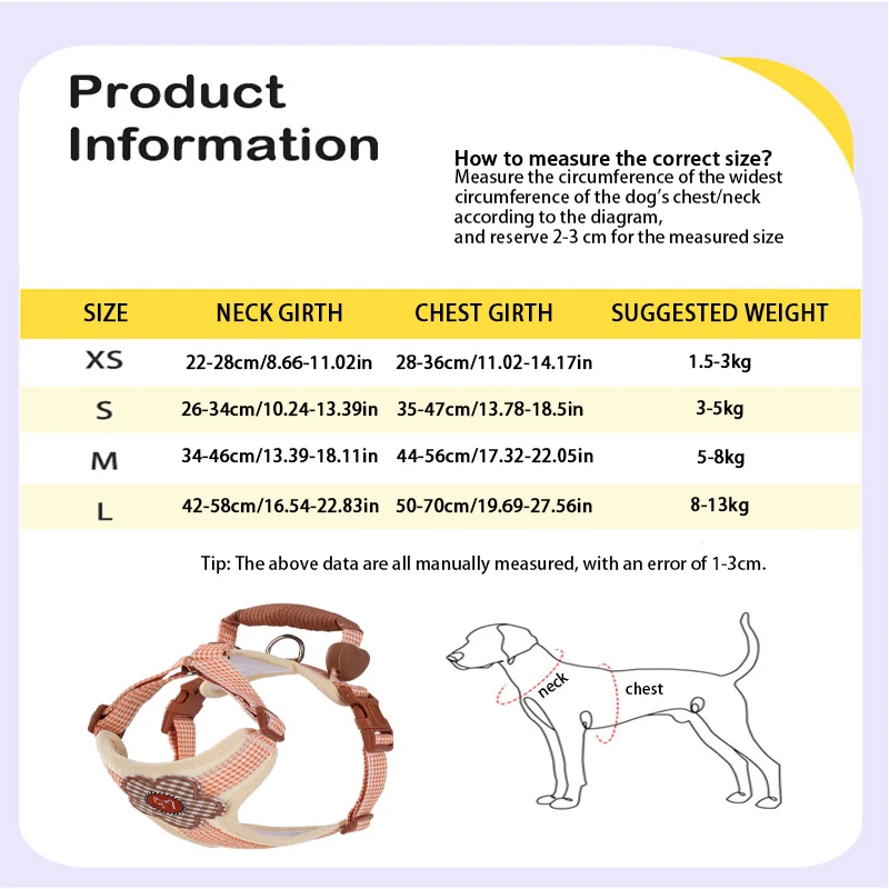 Arnés para perros sin tirones, lindo chaleco ajustable sin estrangulamiento para mascotas con correa, mango de entrenamiento de control suave para perros grandes, arnés para chaleco para perros - imagen 3