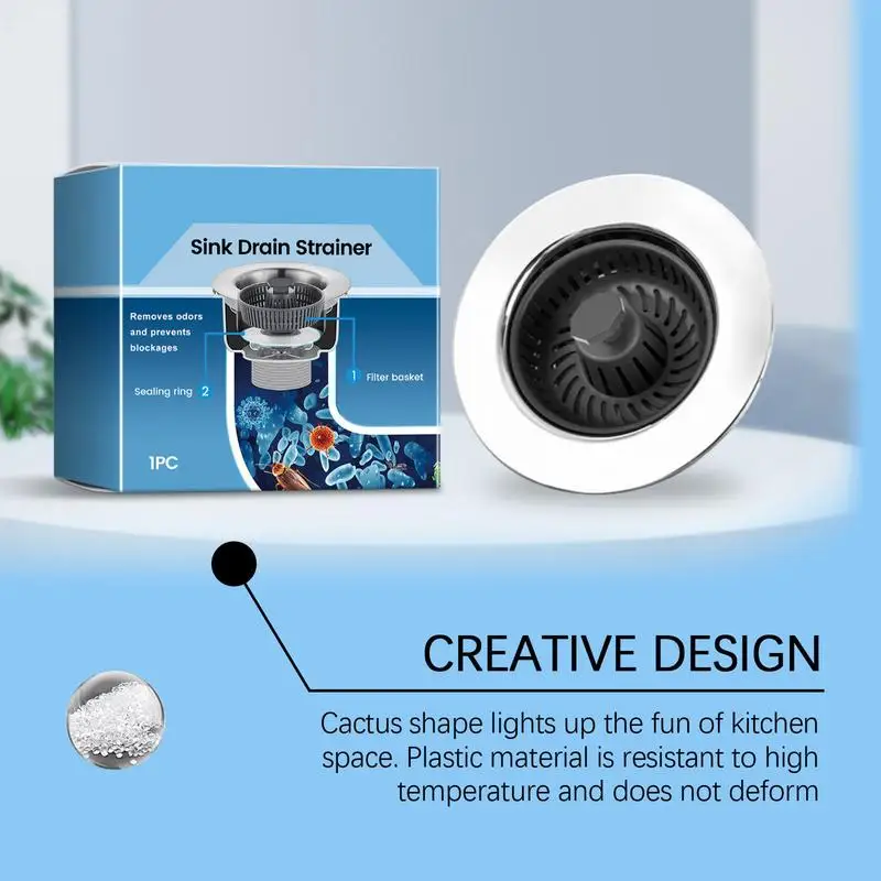 Colador de drenaje para fregadero, colador de drenaje con núcleo de rebote, cesta antiobstrucción, equipo de plomería de drenaje rápido, recogedor de pelo para baño - imagen 5