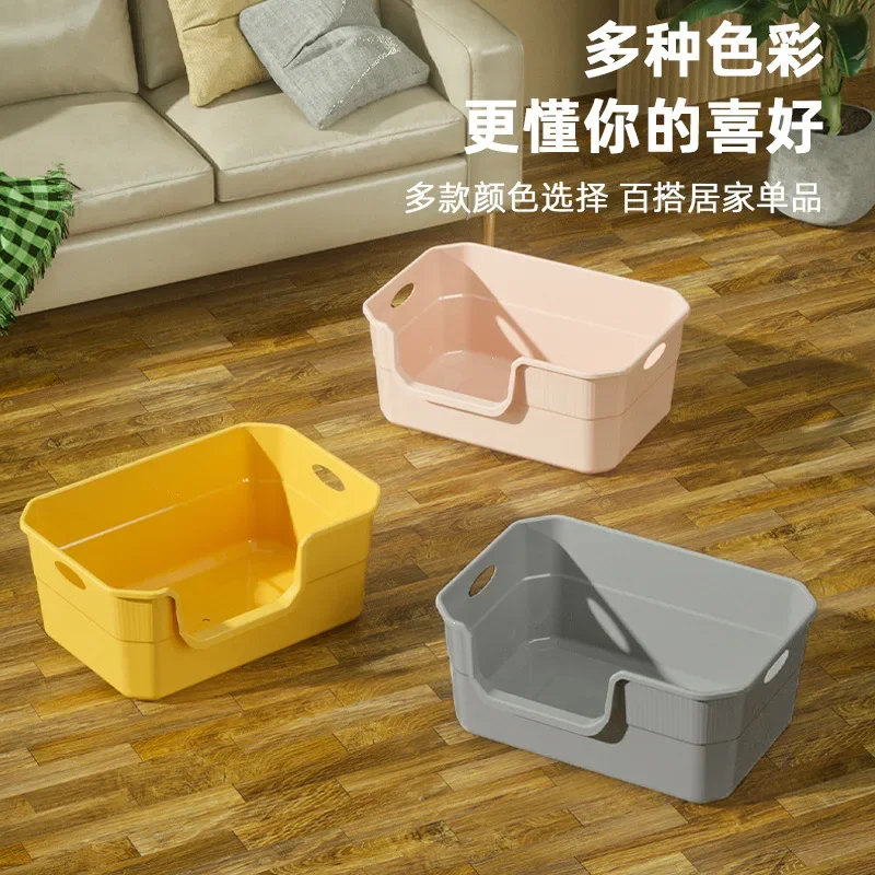 Nuevo Caja de arena grande para gatos, valla elevada integrada, inodoro antisalpicaduras para mascotas con pala para arena para gatos - imagen 3