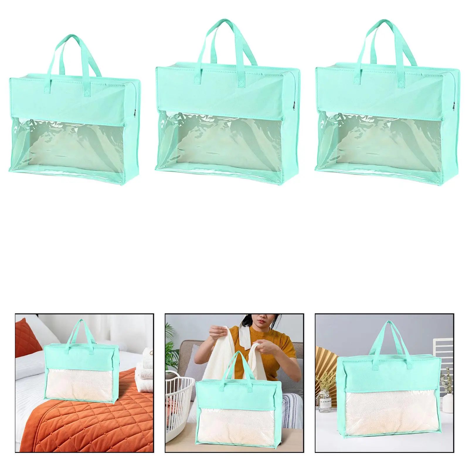 Home Textile Storage Bag Convenient Portable Handle Easy to Carry Purse Storage